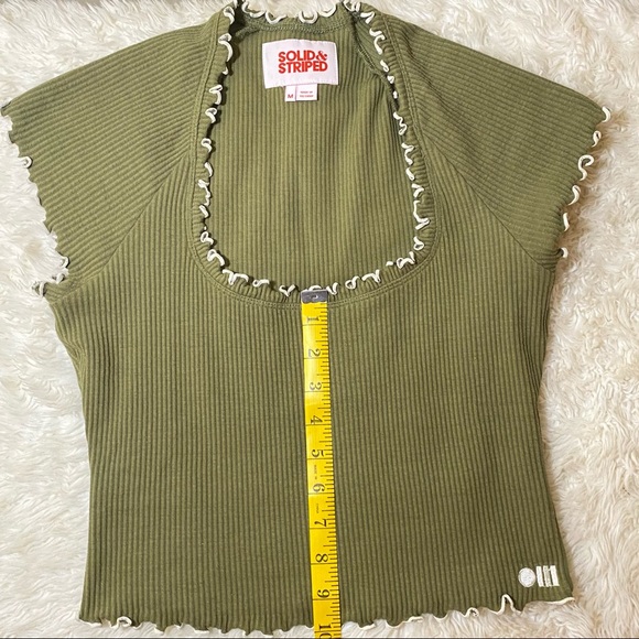 SOLID & STRIPED Green Ribbed Cropped Tee NEW Sz M - Picture 8 of 12